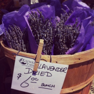 Buckets of dried lavender. 